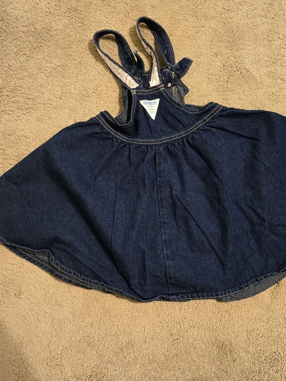 Vintage Oshkosh B'Gosh Denim Overall Dress With Embroidered Flowers Size 6